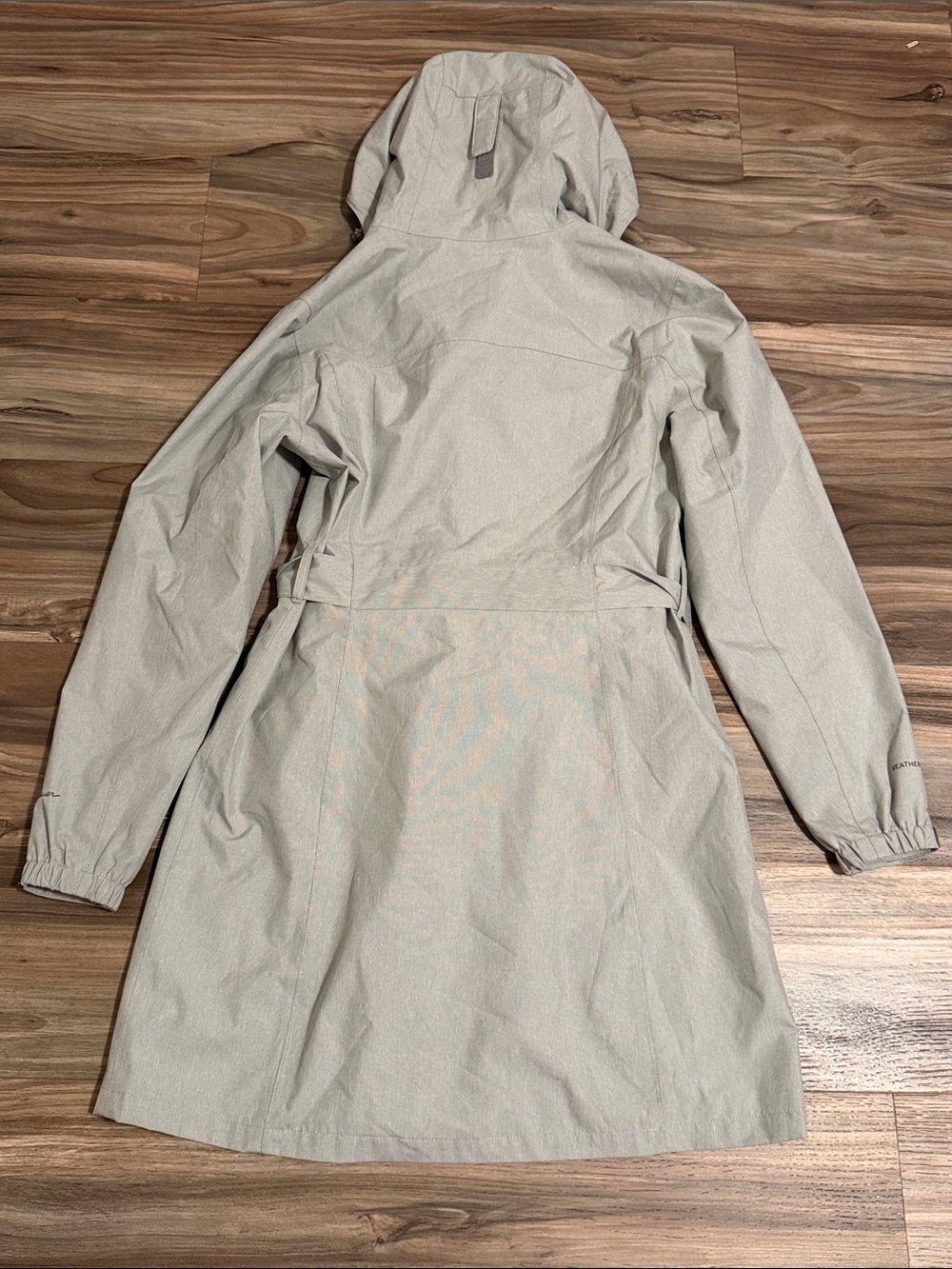 Eddie Bauer WeatherEdge Women’s M Hooded Rain Jacket Belted Gray Waterproof - Picture 7 of 7